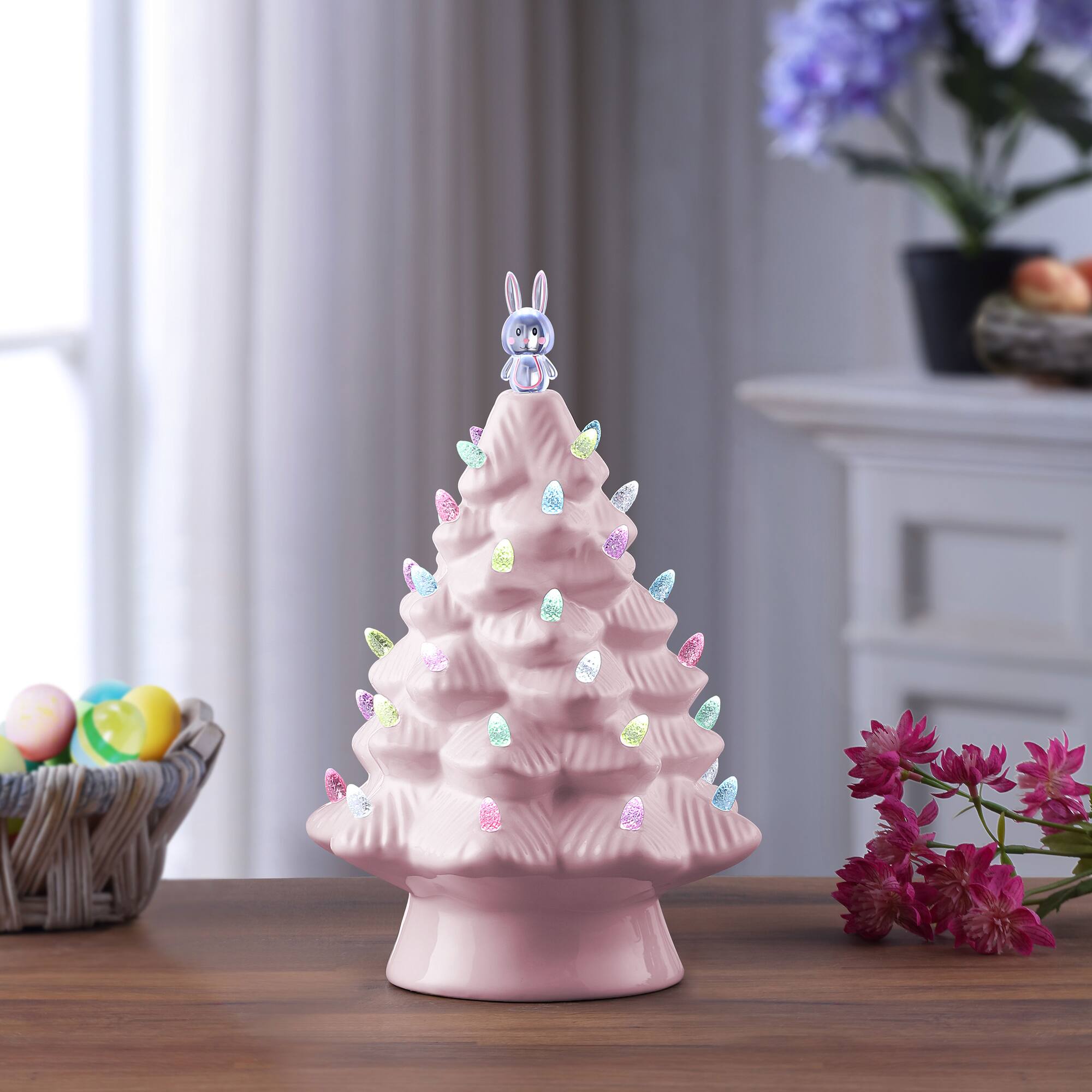 Mr. Cottontail Pink 13" Ceramic Easter Bunny Tree